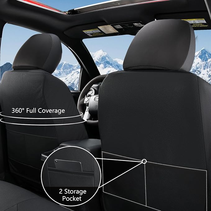 Truckiipa Custom Fit for Toyota Tacoma Seat Covers Front Leather Waterproof Car Seat Covers Fit for 2016-2023 Toyota Tacoma Double Crew Cab, Front Pair, Black&Blue