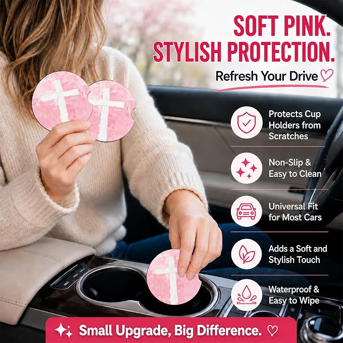 2PCS Evil Eye Car Cup Holder Coasters Neoprene Car Coasters Universal | 2.75" Anti-Slip Rubber Mat with Finger Slot for Vehicle SUV Truck Terrible Car Accessories Evil Eye Gifts for Women Men