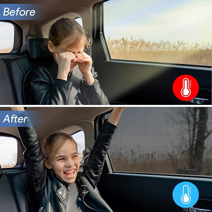 Car Window Shades，for Baby/Camping UV-Protection 2PCS XL 63''x28'' | Car Sun Shades for Side Windows with Breathable Mesh，for Back Covers Car, Truck, Suv, Car Camping Essentials,Black
