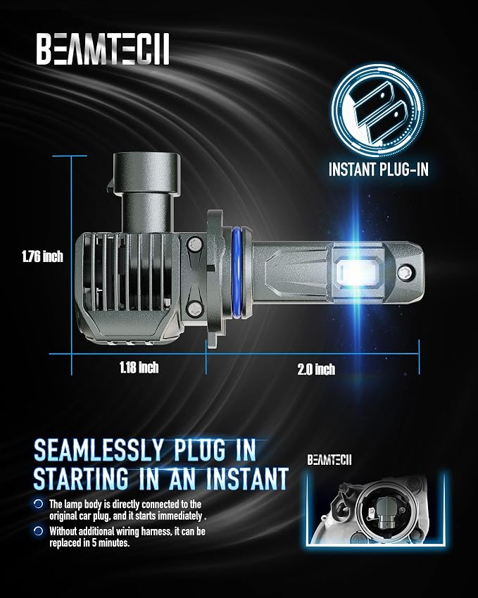 BEAMTECH 9012 Bulbs, G-XPower Chips 500% Brighter Fog Light, Pack of 2 | 6500K White Light Plug and Play