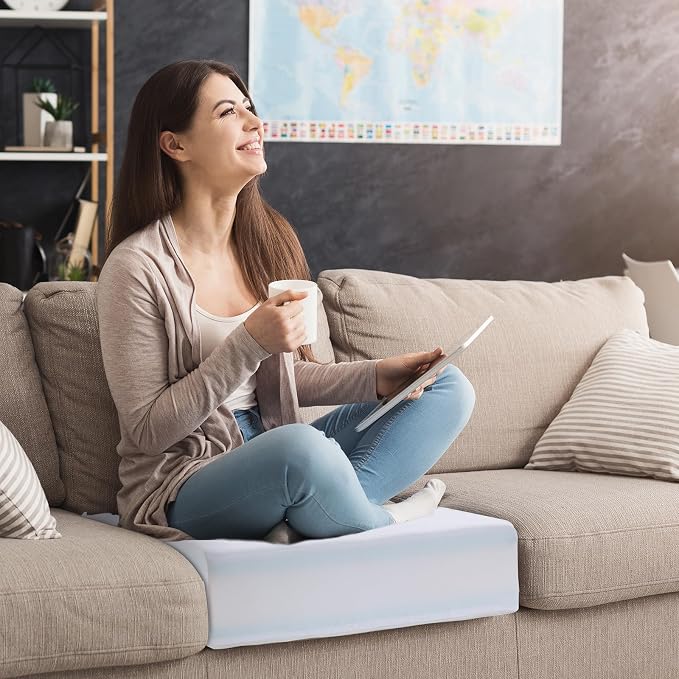 HOMBYS Memory Foam Couch Cushion Replacement, High Density Upholstery Foam Wrapped with Memory Foam & Polyester Batting, Sofa Cushions Inserts with Dacron Fiber Layer,with Removable Cover,5"x24"x24"
