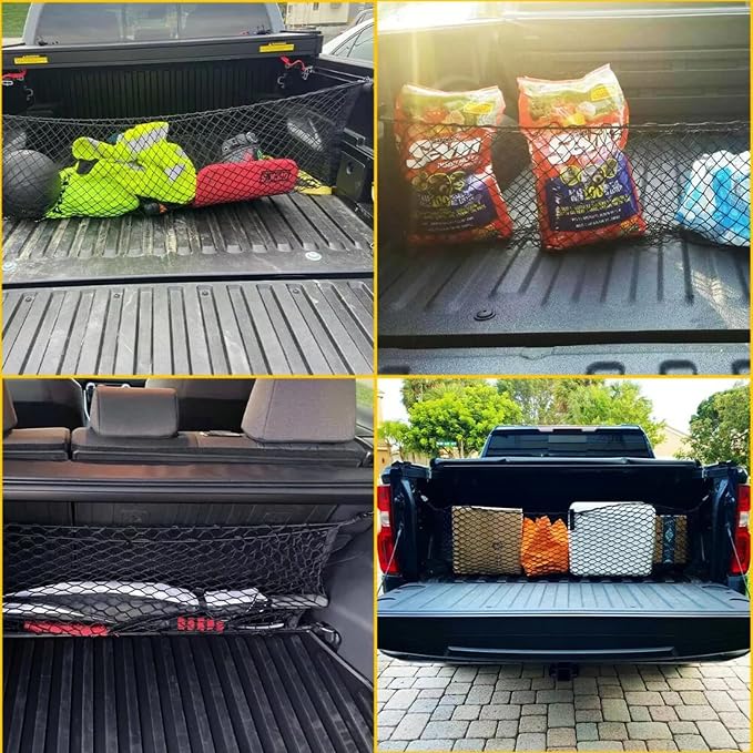 for Toyota Tundra Envelope Style Truck Bed Cargo Net - Fits 2013-2024 2025 2026 Tundra Accessories Cargo Net for Pickup Truck Bed - Heavy Duty Carabiners