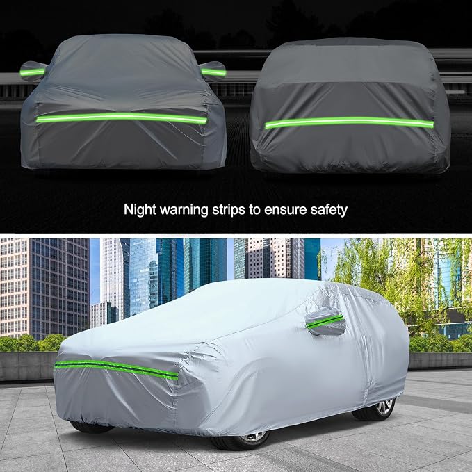 6-Layer Full Car Cover is All-Weather Waterproof, Universal in All Seasons, Snow Prevention, Rainproof, Acid Rainproof, Sunscreen, Ultraviolet-Proof, Applicable to SUV and MPV (Up to 180")