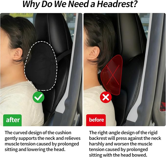 2 Pack Car Neck Support, Ergonomic Drive Seat Head Cushion Pillow | Car Pillow for Neck Support, Softness Car Headrest Pillow for Driving, Ergonomic Car Neck Support Pillow for Car Home Office
