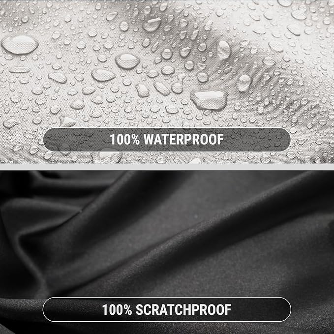 iCarCover Premium Heavy Duty Truck Car Cover - Waterproof All Weather Rain Snow UV Protection, Dakota, Frontier, Tacoma, Canyon, Colorado,R1T, Size T83 (See Size Chart), Stripe - Light Gray/Black