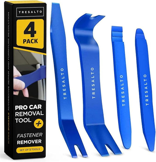 Auto Trim Removal Tool Set - 4pcs No-Scratch Plastic Pry Tool Kit for Car Interior - Fastener, Clip, Door Panel, Molding, and Dashboard Removal Tools - Easy-to-Use Auto Trim Tools for Vehicles