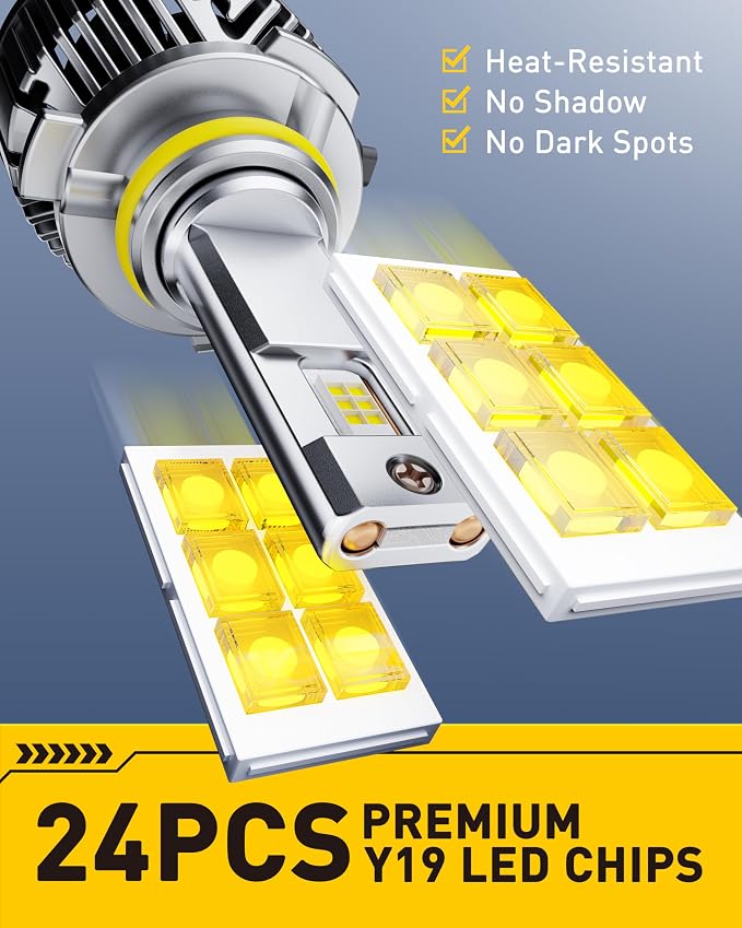 AUXITO 9005 Light Bulbs, 50000LM 1000% Brighter 6500K Cool White HB3 Light, 30 Years Lifespan, CANbus Ready No Flicker, Pack of 2