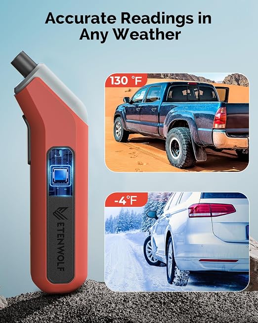 ETENWOLF T300 Plus Tire Pressure Gauge 200 PSI, Digital Tire Gauge with Bright LED Display, Tire Gauges for Tire Pressure with Presta Valve Adaptor (Space Grey)