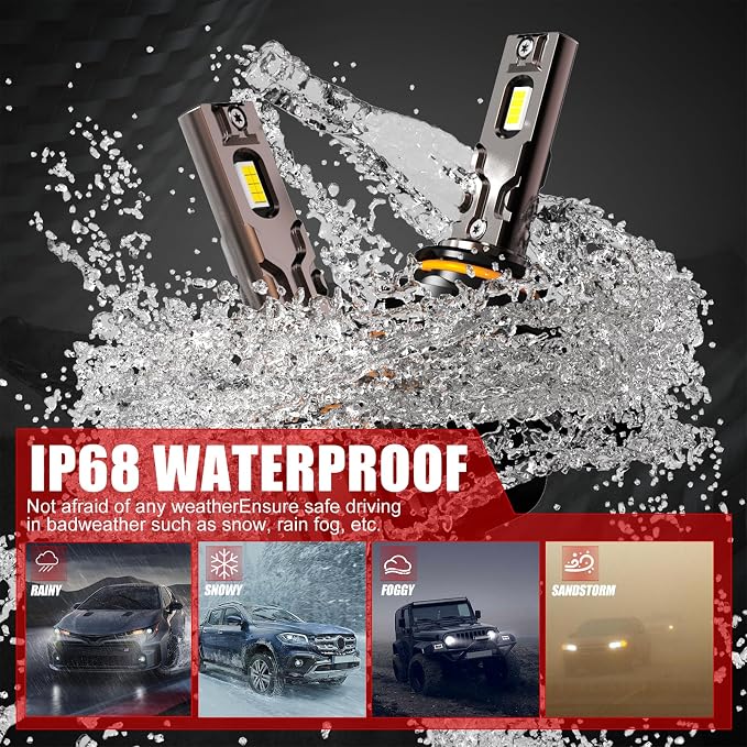 Bulb, 26000LM Super Bright 6500K 800% Brighter Bulbs with Turbo Fan, IP68 Waterproof, Plug-N-Play (9005)