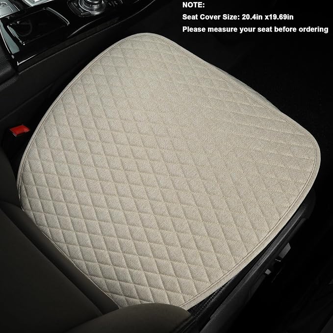 West Llama Linen Car Seat Covers,Bottom Seat Covers for Cars Include 1 Piece Front Driver Seat Pad Mat Universal Fits 90% Vehicles,SUVs,Cars,Sedans(1Piece-Beige)