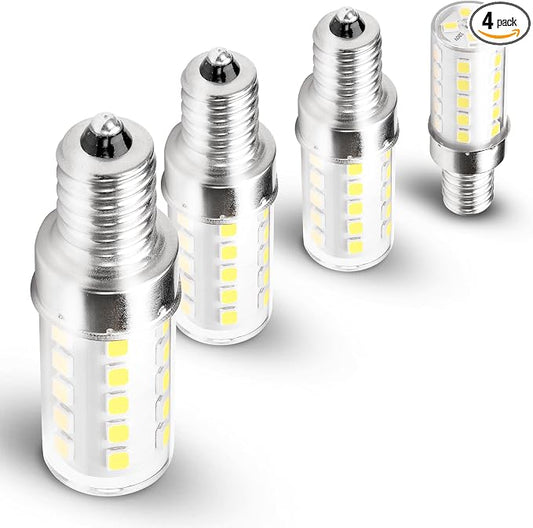 E12 Candelabra Light Bulb Dimmable 4W 450lm 6000K Daylight White, 4 Pack | Equivalent 40 Watt, AC120V, Candle Small Base for Chandelier Pendant Dining Rooms Living Rooms Bedrooms Office, No-flicker