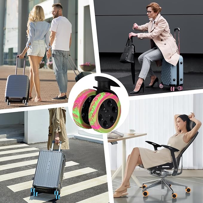 Luggage Wheel Covers, 8 PCS Silicone, 2-2.6 inches, 8-Spinner Wheels, Wear-Resistant, Anti-Noise, Blue