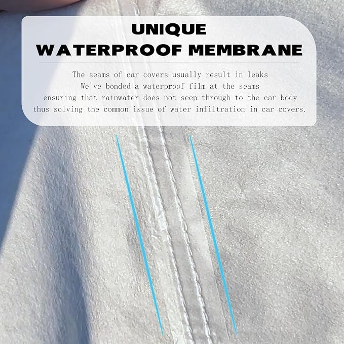 Car Cover Waterproof All Weather,Car Covers for Automobiles with Driver Door Zipper,Outdoor Car Cover Rain,Snow and UV Protection with Waterproof Adhesive Strip, Fit SUV-Length 195" to 200"