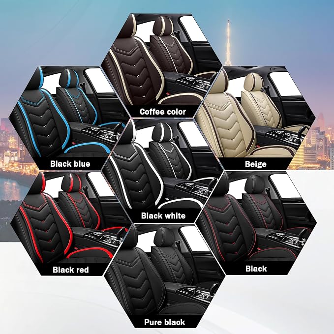 CTDS Car Seat Covers for Honda Civic 2000-2026, Stylish Sport Seat Cover, Premium Nappa Leather Car Seat Cover. Automobile Seat Covers Sets.(Standard 5 Seats/Black Red)