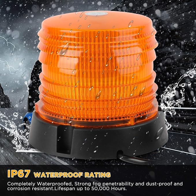 ASPL LED Warning Flash Beacon Lights, 60 LED Amber Warning Safety Flashing Strobe Lights with Magnetic and 16 ft Straight Cord for Vehicle Truck Tractor Golf Carts UTV Car Bus,12V-24V