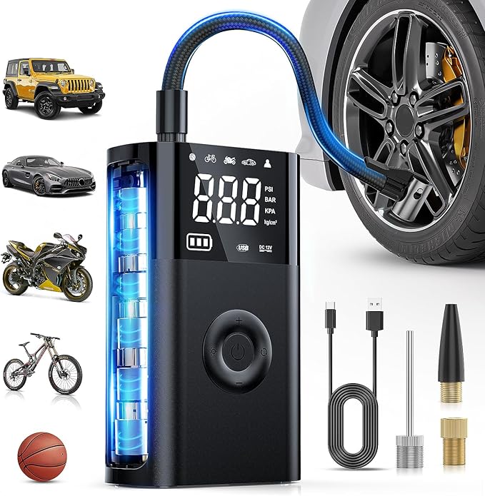 Nilight Tire Inflator Portable Air Compressor Battery Rechargeable 12VDC 150PSI Cordless Auto Shutoff w/Digital Pressure Gauge 2X Faster Inflation Pump for Car Motorcycle ATV UTV Bike