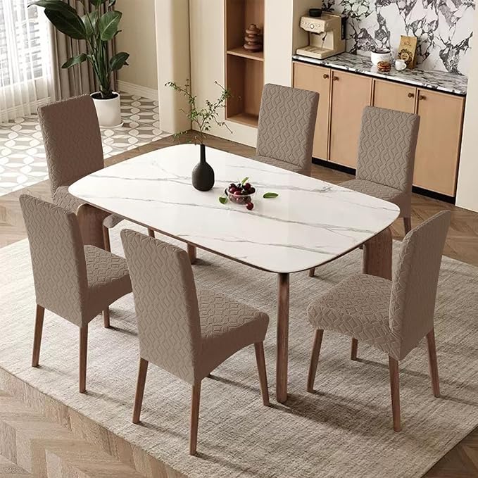 Genina Waterproof Chair Covers for Dining Room Set of 6, Removable Washable Chair Slipcover Protectors, Large Taupe