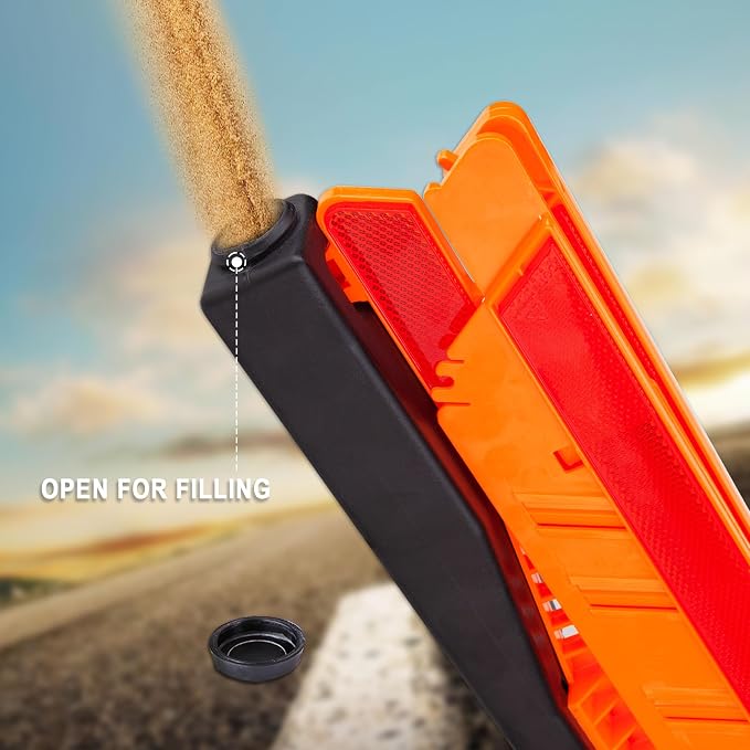 CARTMAN 3PK DOT Warning Triangles with Empty Base & Storage Case | No pre-filled sand, fill sand yourself for stability, high visibility reflectors meet US FMVSS 571.125 safety specs
