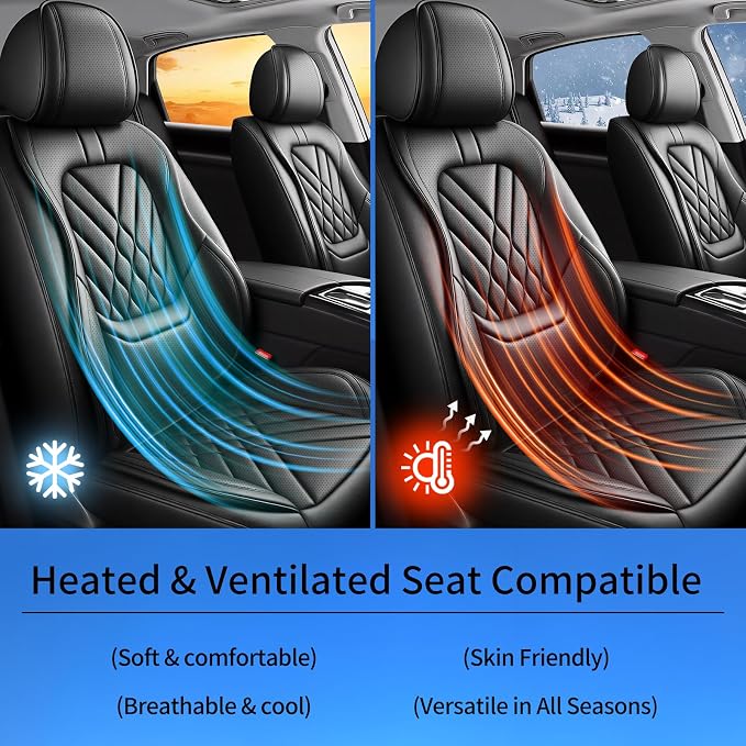 Fit Kicks Car Seat Covers Compatible with Nissan Kicks 2018-2025 2026 S SR SV-Premium Leather,Waterproof,Breathable,Airbag Compatible &All-Weather Seat Cushion Protecto(Full Set,Black)