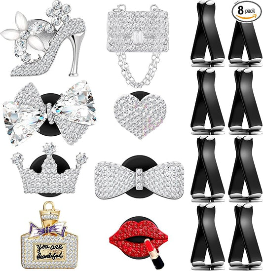 Frienda 8 Pcs Bling Car Air Vent Clips, Sparkling Rhinestone Car Accessories for Women, Crystal Cars Interior Decoration, Gift for Cars Lovers, Easy to Install, Universal Fit