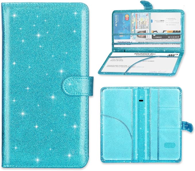 Car Registration and Insurance Card Holder, Document Holder for Cards, Driver Vehicle License Document Glove Box Compartment Organizer, Car Essentials For Women