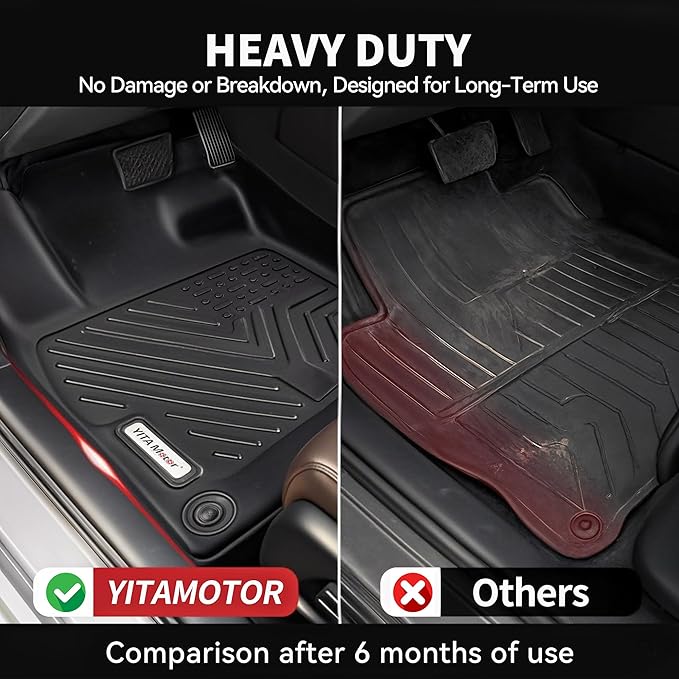 YITAMOTOR Floor Mats Fit for 2013-2018 Dodge Ram 1500/2500/3500 Crew Cab, 2019-2024 Ram 1500 Classic Crew Cab 1st & 2nd Row All Weather Heavy Duty Floor Liners Black