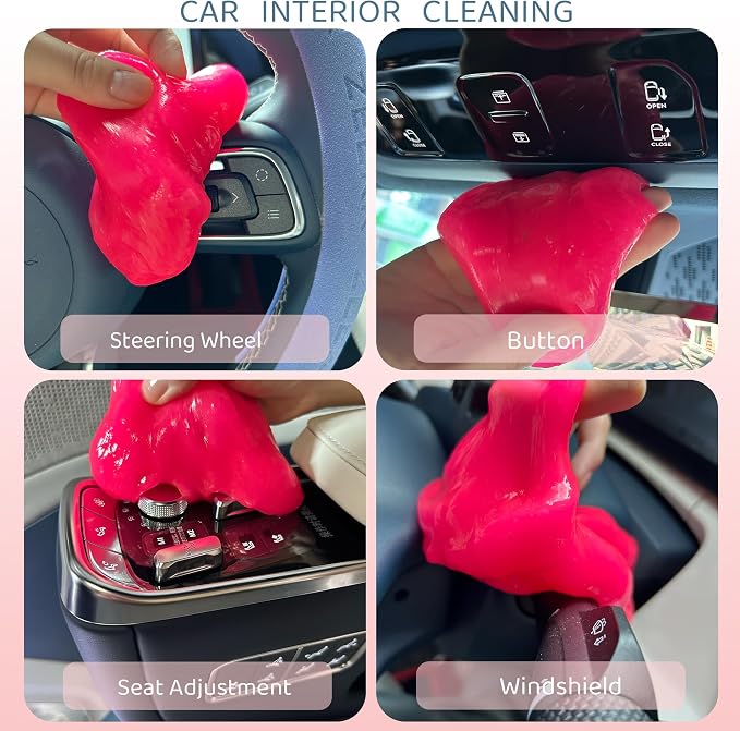 3-Pack Car Cleaning Gels Car Interior Cleaner Putty Slime Auto Detailing Tools Universal Dust Removal Cleaning Kit for Car Accessories Vents 3C Office Scented Rose