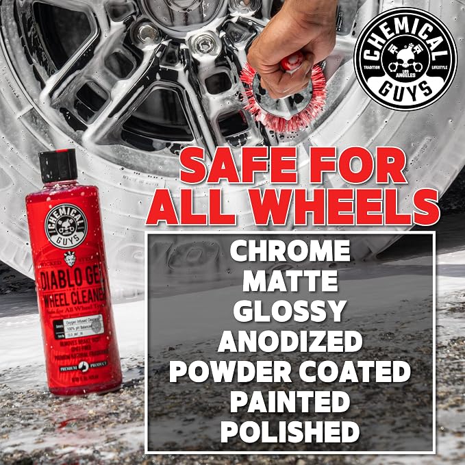 Chemical Guys, Diablo Gel Foaming Wheel & Rim Cleaner, All Finishes, 16 oz | Oxygen-infused gel clings to wheels and lifts brake dust, dirt and grime, safe on all wheel finishes