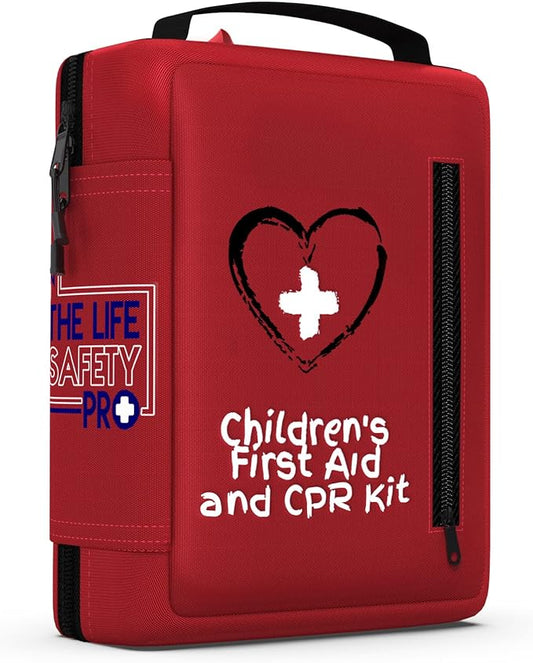 Portable First Aid Kit for Kids with CPR Shield - Ideal for Home, Car, School, Camping, and as a Travel First aid kit. Latex-Free Bandages – Children First Aid Guide by The Life Safety Pro