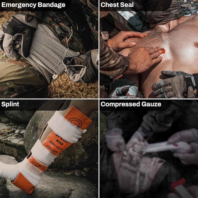 RHINO RESCUE IFAK Trauma Kit Pro with CAT Tourniquet (Coyote Brown) | TCCC Compliant, Combat-Proven, Tactical Molle Pouch, Professional First Aid Kit, Military Medical Kit, HSA/FSA Approved