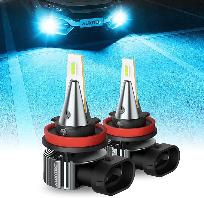 AUXITO H8 H11 H16 LED Fog Lights Bulbs, 8000K Ice Blue 400% Brightness, H11ll H8ll LED Bulbs DRL Fog Lamp Replacement Bulb, Canbus Ready, Plug n Play, 2 Pack