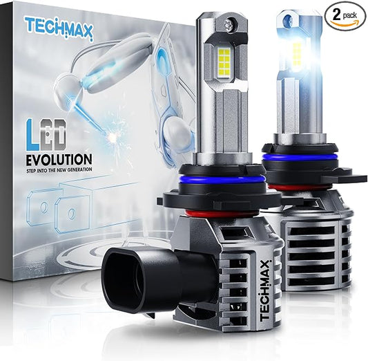 TECHMAX 9012 Light Bulb, HIR2 9012 Fog Light Bulb w/Fan 600% Bright 6500K Wireless Direct Insertion Plug and Play, Pack of 2