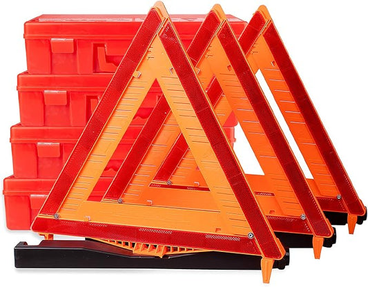 CARTMAN 12PK DOT Approved Foldable Road Safety Warning Triangles | Heavy weighted anti-tip base, high visibility reflect panels, fully compliant with US FMVSS 571.125 roadside safety rules