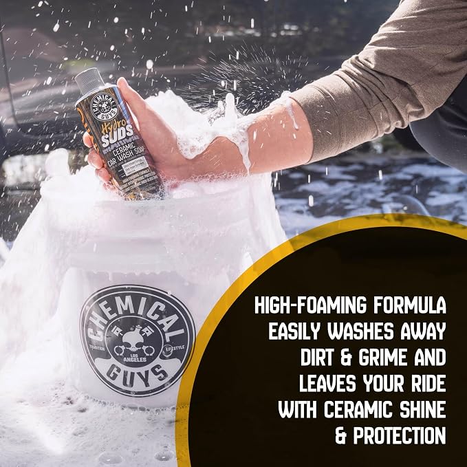 Chemical Guys, HydroSuds Ceramic High Foaming Car Wash Soap, Berry, 16 oz | Ceramic polymers add gloss and water beading, thick foam for cannons, guns or buckets, sweet berry scent