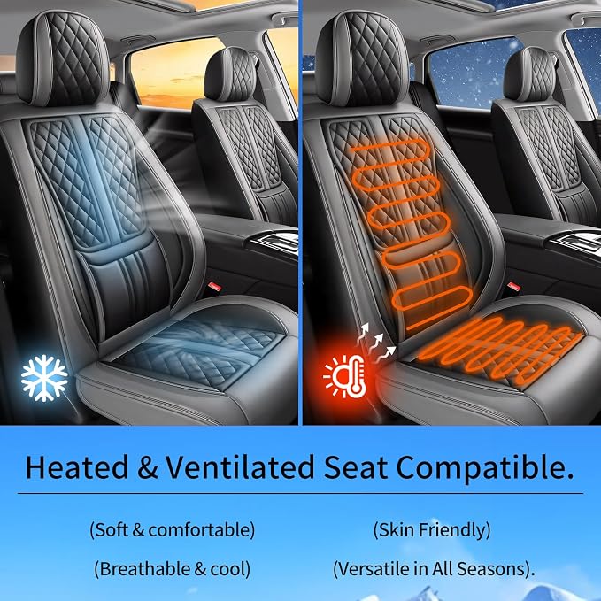 Fit Juke Car Seat Covers Compatible with Nissan Juke 2011-2016 2017.Full Coverage Waterproof Leather,Compatible with Airbag,All - Weather Seat Cushion Protector(2 Front,Grey)