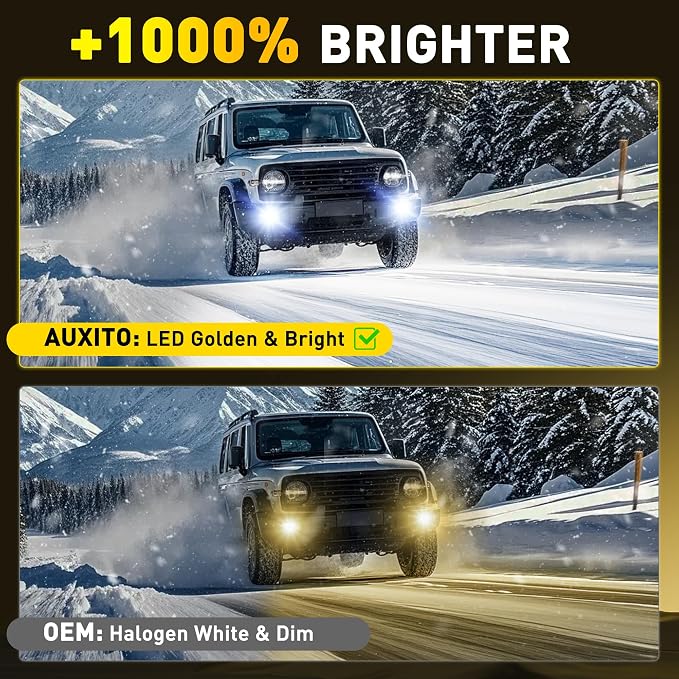 AUXITO PSX26W 12278 LED Fog Light Bulbs 18000LM, 1000% Brighter 6500K 12278C Fog Lights, 1:1 OEM Replacement for Cars Trucks SUVs, 3-Minute Installation, IP68 Waterproof, Pack of 2