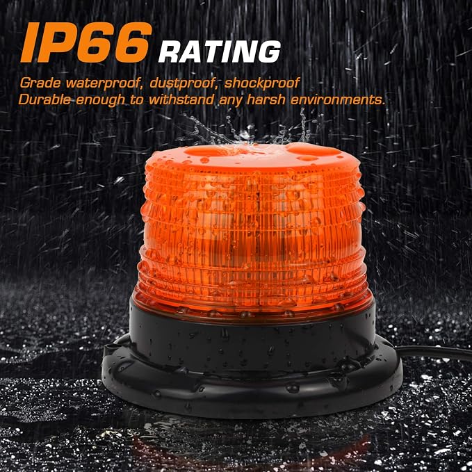 LINKITOM LED Strobe Light, 12V-24V Amber 40 LED Warning Safety Flashing Beacon Lights with Magnetic and 16 ft Straight Cord for Vehicle Forklift Truck Tractor Golf Carts UTV Car Bus