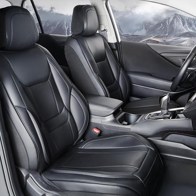 Coverland Custom Truck Car Seat Covers Front Seats for [2020-2026 GMC Sierra 2500HD, 3500HD Crew Cab Front Bucket Seats Rear 40/60 Split Cushion] - Protector Water Resistant Leather [Front-Black]