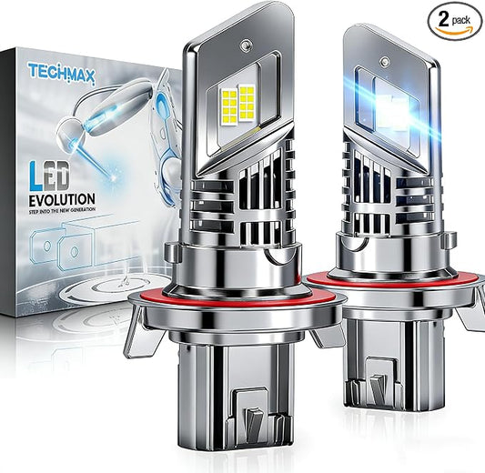 TECHMAX H13 Light Bulbs, 9008 Fog Light Bulb w/Fan 30000lm 600% Bright 6500K Wireless Compatible with F150 F250 F350 Gladiator Wrangler Ram1500/2500/3500 Direct Insertion Plug and Play, Pack of 2