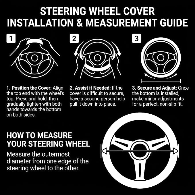 Genuine Leather Steering Wheel Cover, Real Cowhide for 14.5-16 Inch Steering Wheels, Universal Fit for Cars and Trucks (Red, 16inch)