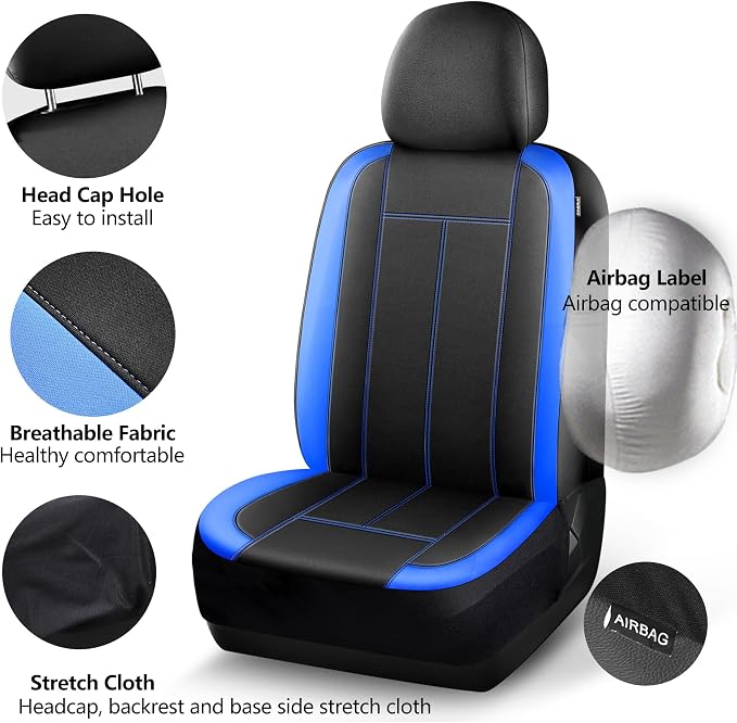 HChengkikz Full Set Neoprene Waterproof Car Seat Covers, Seat Protectors | Water Resistant Seat Protectors, Airbag Compatible, Universal Fit for Sedans, SUVs, Trucks, Vans