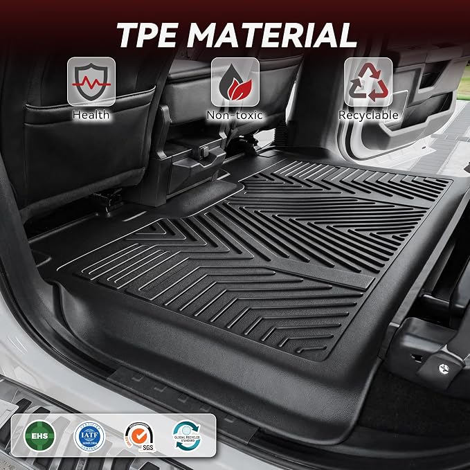 YITAMOTOR Floor Mats Compatible with 2019-2024 Dodge Ram 1500 Crew Cab (New Body), with 1st Row Bucket Seats, No Rear Under Seat Storage Box, Custom Fit Floor Liners 1st & 2nd Row