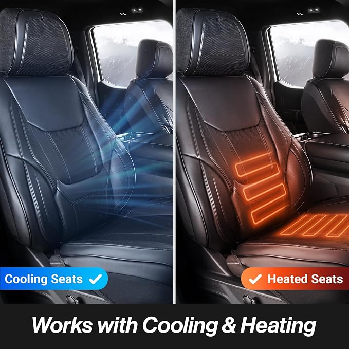 Coverland Custom Truck Car Seat Covers Full Set for [2004-2006 Chevy Silverado 1500, 2500HD, 3500HD Crew Cab Front Captain Seats] - Protector Water Resistant Leather Seat Cushion [Full Set-Black]