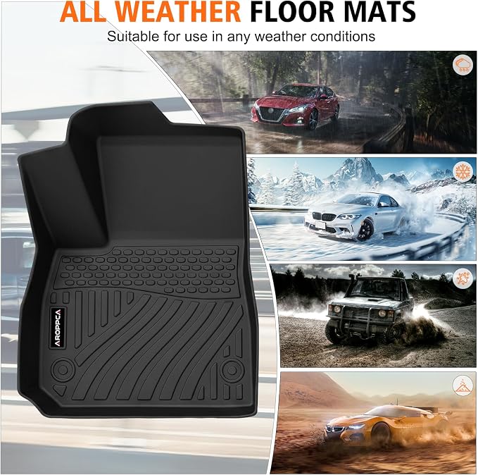 All Weather Floor Mats for 2016-2025 Chevy Malibu, TPE Rubber Floor Liners Anti-Slip Full Set with Door Sill Protectors Automotive Mats for 2024 2025 Chevy Malibu Accessories