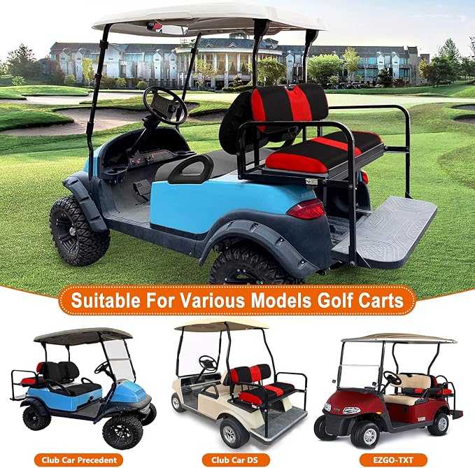 Universal Golf Cart Rear Seat Cover Dress Up for Older Golf Carts - Durable, Breathable Material, Fits Like a Glove for EZGO, Club Car and Yamaha, Easy to Install, Red