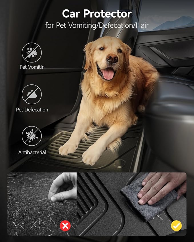 3W Floor Mats Fit for 2022-2025 2026 Honda Civic & Acura Integra 2023-2025(Not Fit Hybrid/Manual), Custom Fit Floor Liner for 1st 2nd Row Full Set TPE All-Weather Car Liners Black