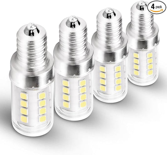 25W Equivalent Decorative Candelabra Bulb Daylight White 6000K E12, 4 Pack | 2 Watt, AC120V, 300lm, Small Base Idear for Ceiling Fan Chandelier Bathroom Vanity Mirror Light Dryer Drum Bulb, Non-Dimmable