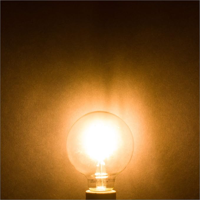 Simba Lighting LED Edison Vintage Filament G25 6W 120V E26, 2700K, 3 Pack | Vanity Globe G80 Bulb, Dimmable 60W Equivalent for Bathroom Makeup Mirror, Medium E26 Base, CE, RoHS Compliant, Warm White