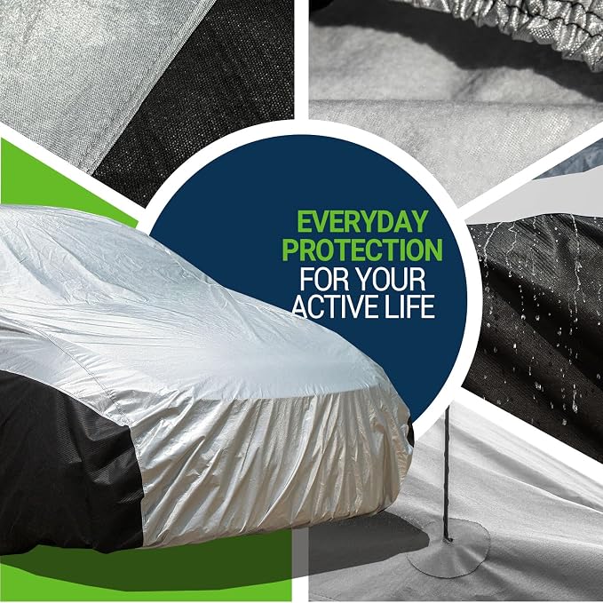 Season Guard Ultimate Plus Car Cover,100% Waterproof Aluminium with Cotton Fleece and Breathable Fabric with Two Extra 19.6ft Windproof Tie Down Straps,Fits Cars up to 200"