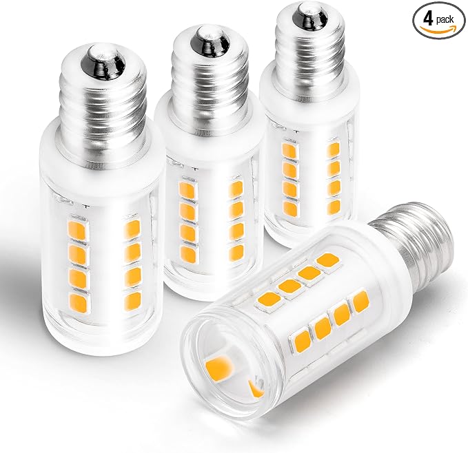 E12 LED Night Light Bulb 25W-40W Replace AC120V 2W 2700K Warm White, 4 Pack | C7 Candelabra Base, 300lm, for Himalayan Salt Lamp Dryer Refrigerators Decoration Christmas Lighting Bulb, Non-dimmable